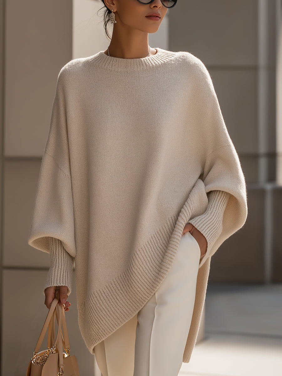 Pull Poncho Oversize En Maille
