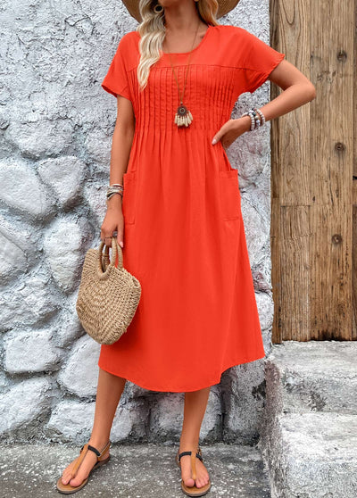 Robe À Manches Courtes & À Col Rond
