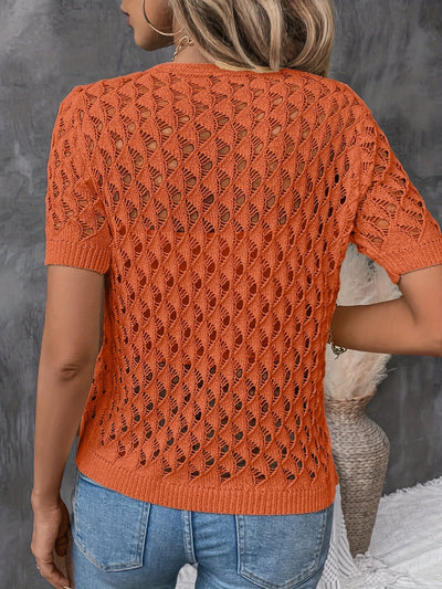 Pull Élégant À Manches Courtes En Dentelle