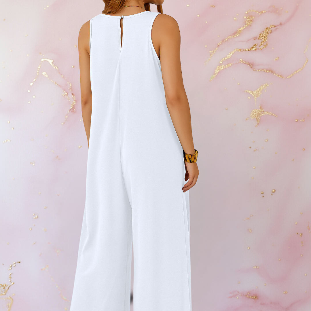 Combinaison Confortable Avec Encolure En V & Jambes Larges