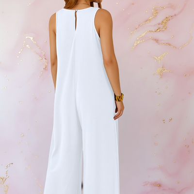 Combinaison Confortable Avec Encolure En V & Jambes Larges