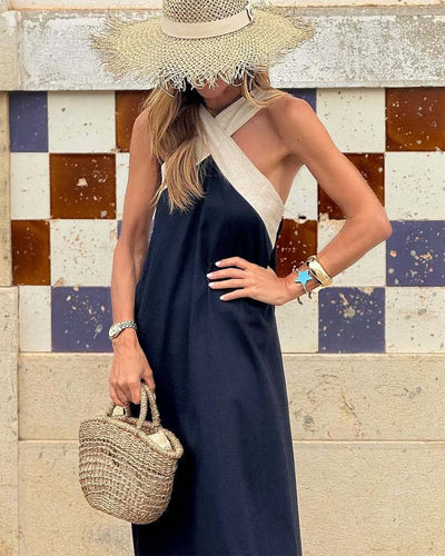 Robe Élégante Dos Nu Avec Encolure Croisée