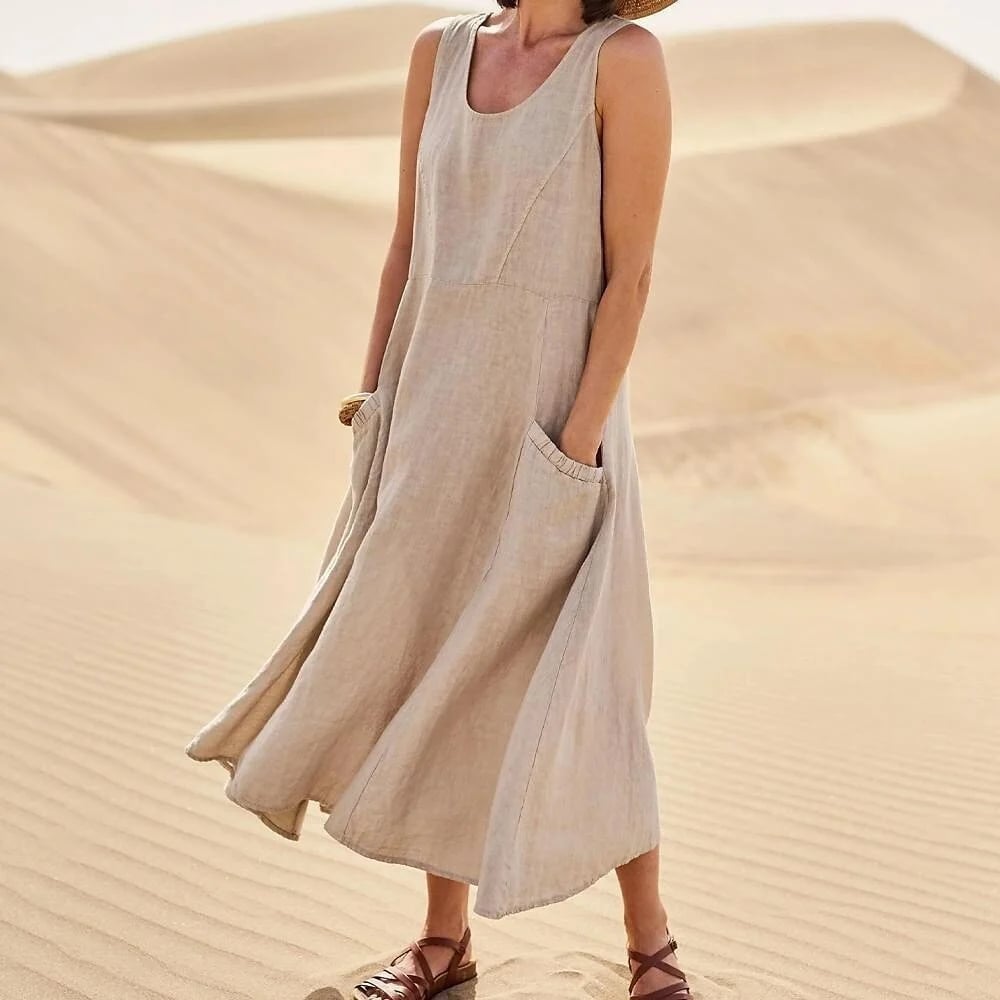Robe Sans Manches En Coton & Lin