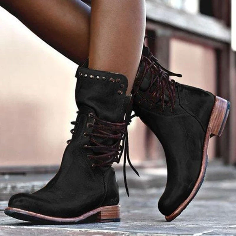 Bottes En Cuir Avec Lacets