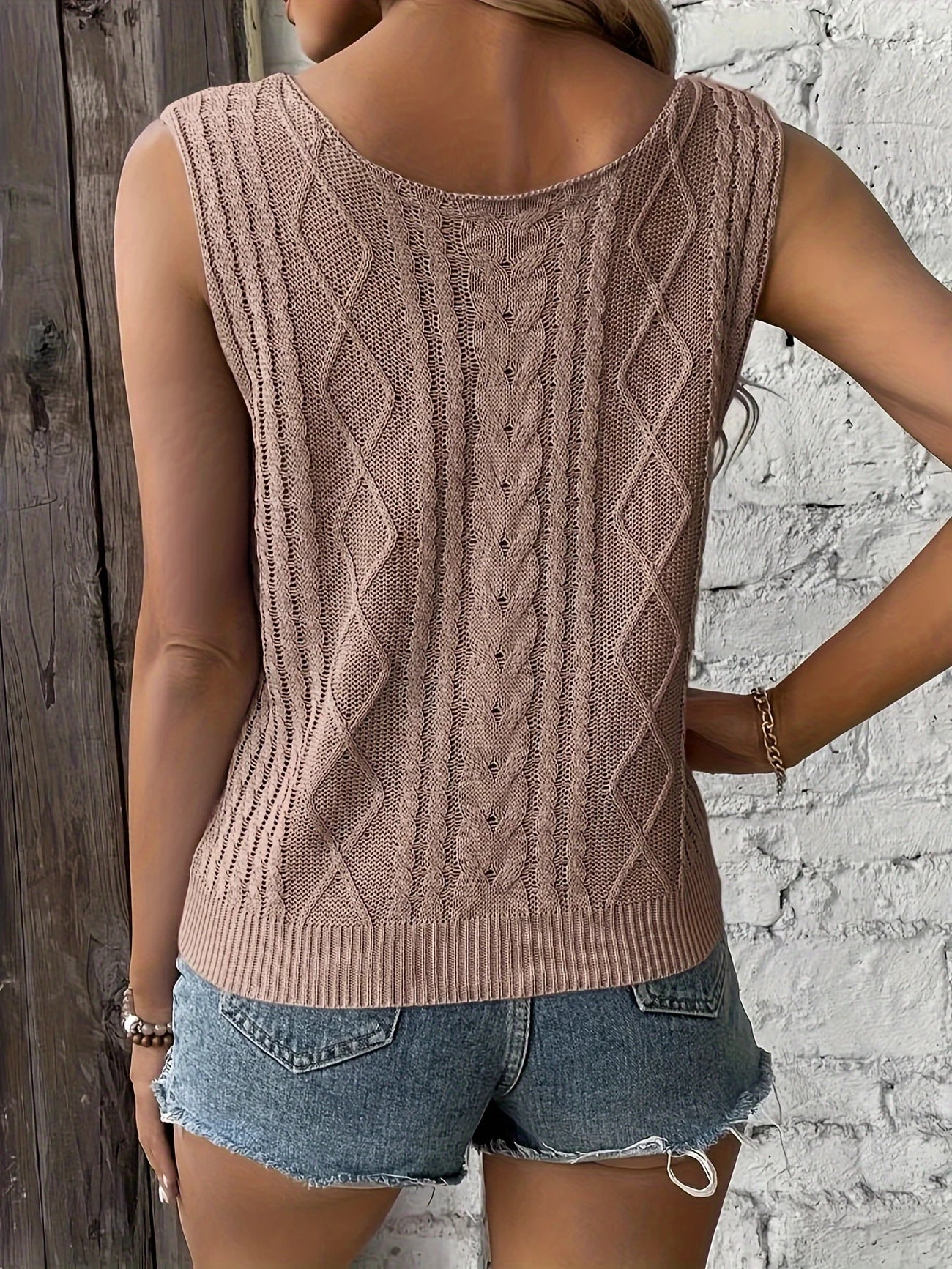 Top Sans Manches En Maille Avec Décolleté En V