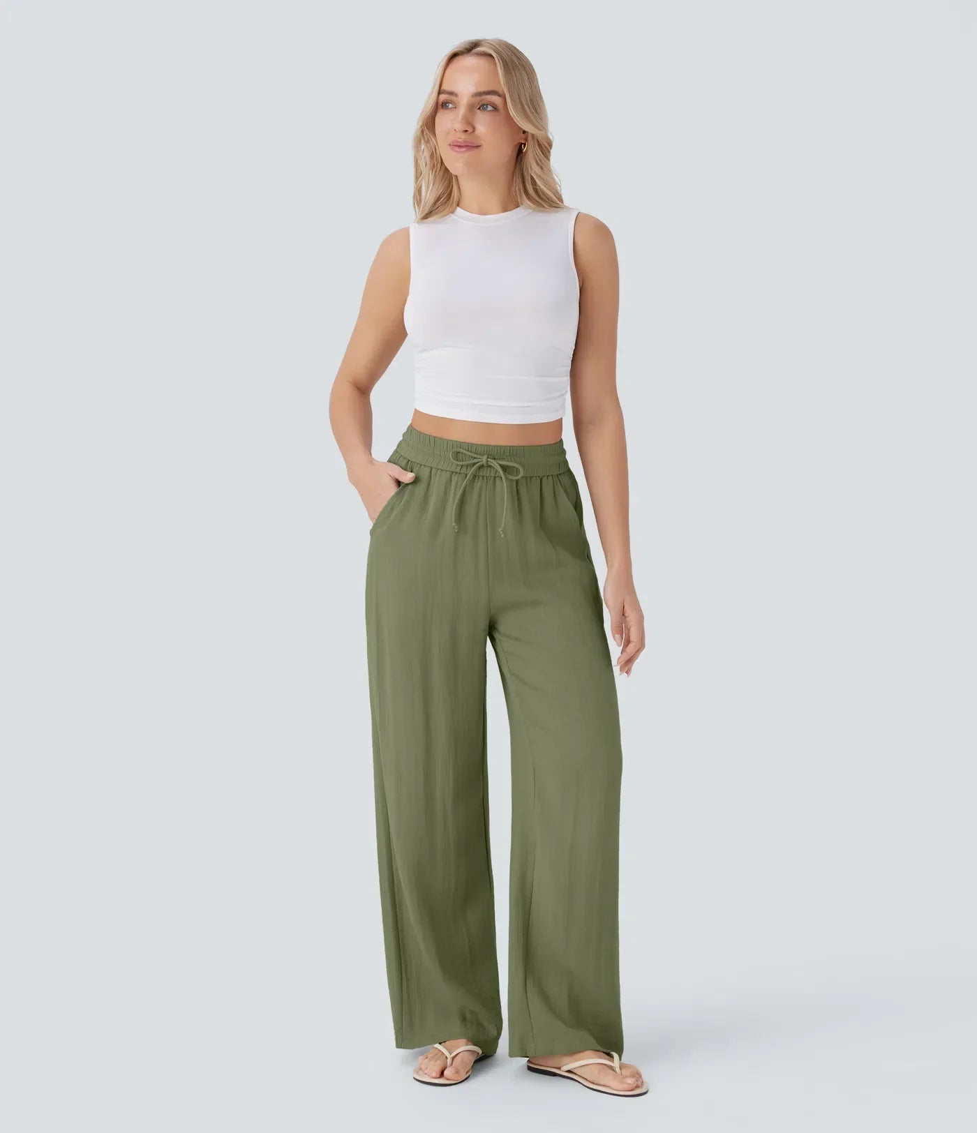 Pantalon En Lin Décontracté & Aéré