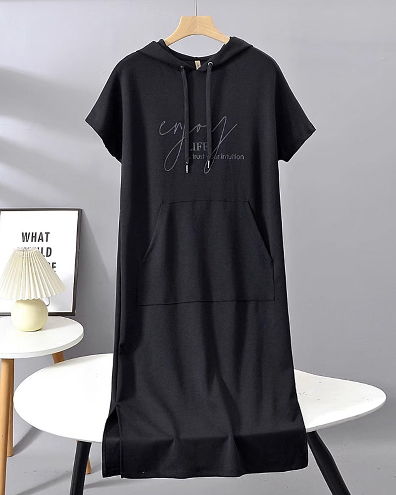Robe À Capuche Décontractée En Coton