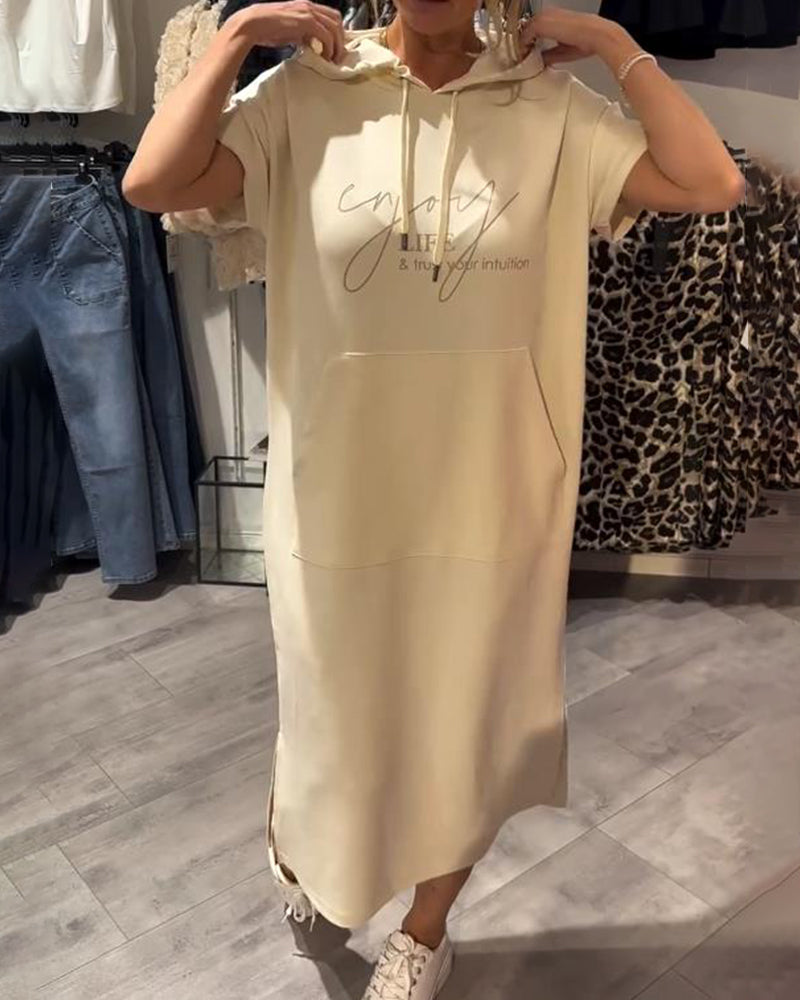 Robe À Capuche Décontractée En Coton