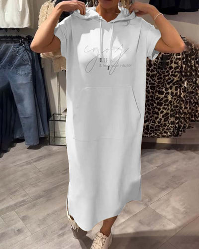 Robe À Capuche Décontractée En Coton