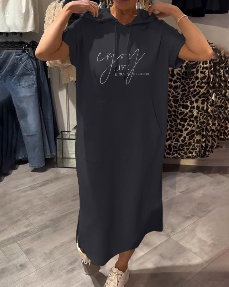 Robe À Capuche Décontractée En Coton