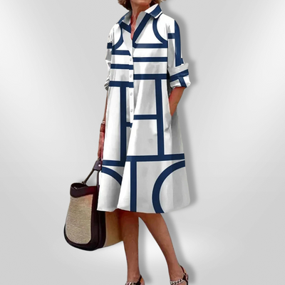 Robe Mi-Longue À Motif Géométrique
