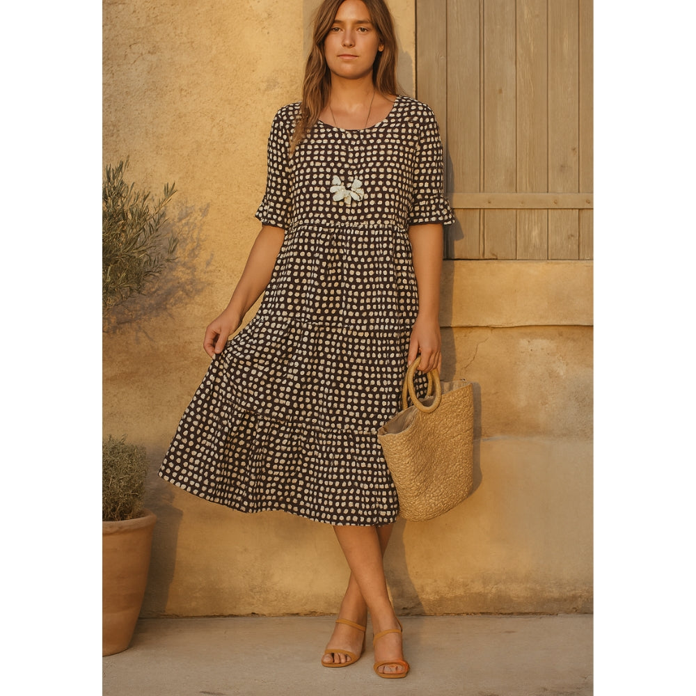 Robe Sisilya À Manches Volantes