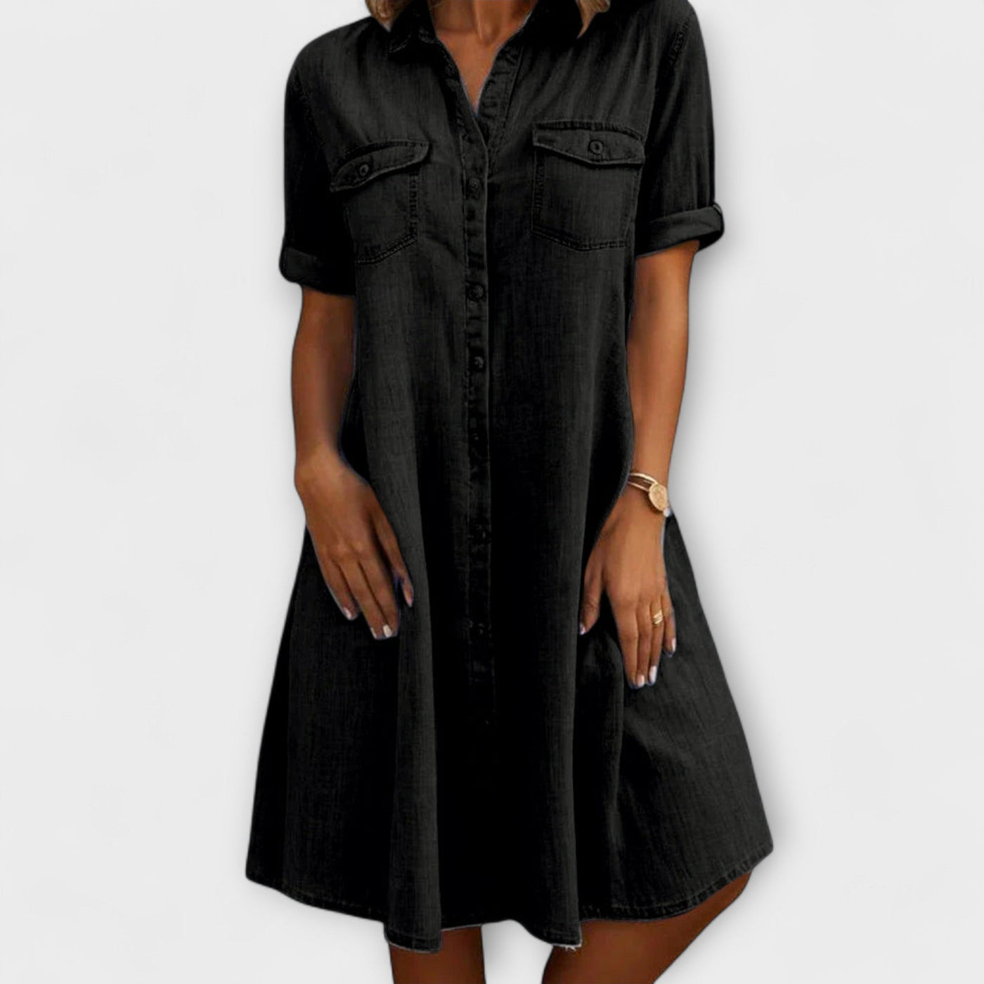 Robe Décontractée En Denim Doux