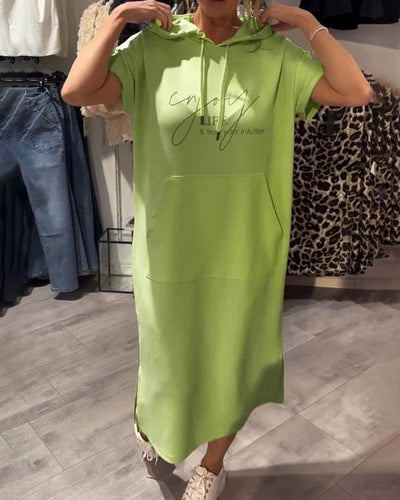 Robe À Capuche Décontractée En Coton