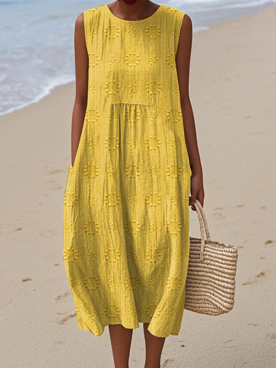 Robe D'été Sans Manches En Coton Avec Poches
