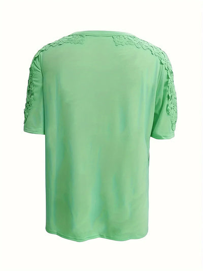 T-shirt D'été À Manches Courtes Avec Dentelle