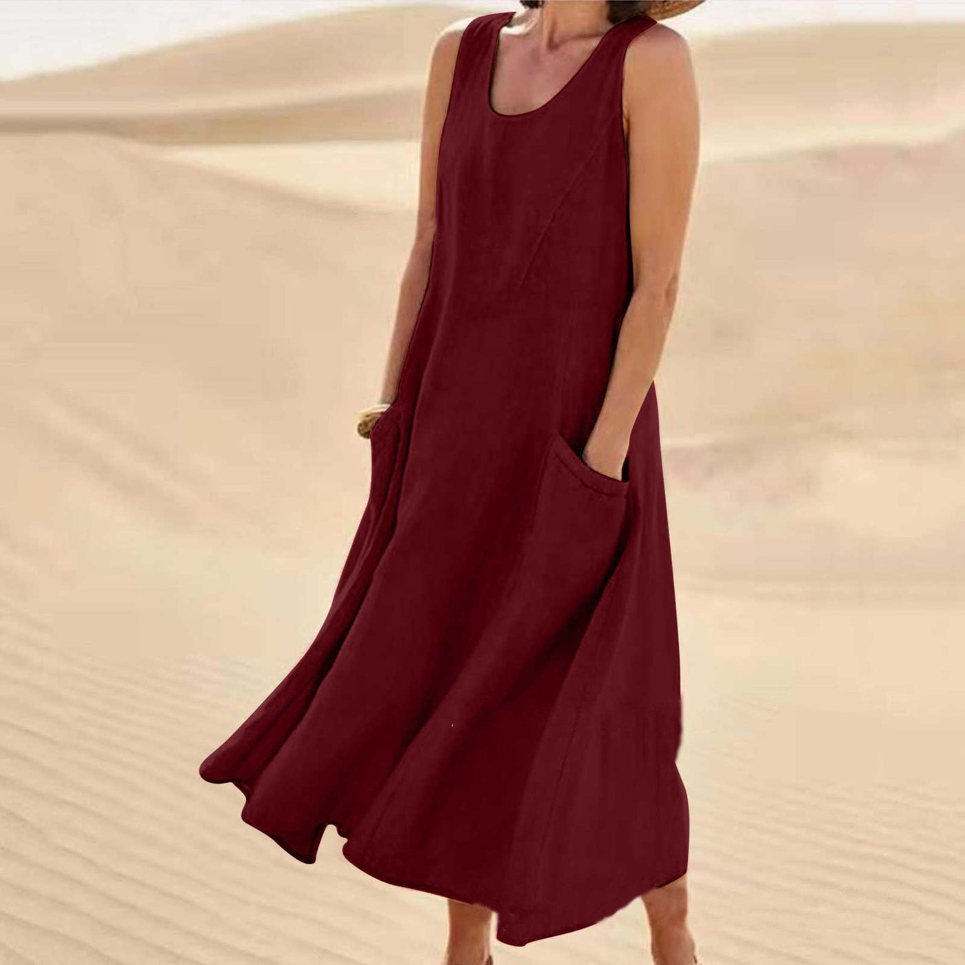 Robe Sans Manches En Coton & Lin