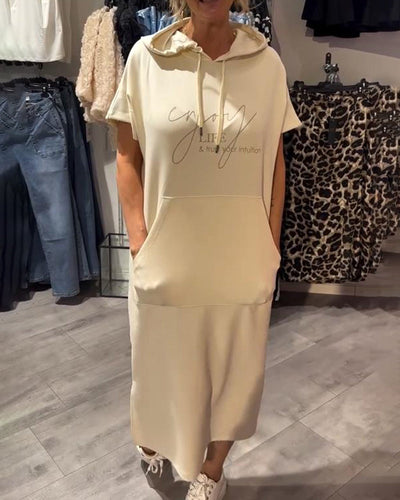 Robe À Capuche Décontractée En Coton