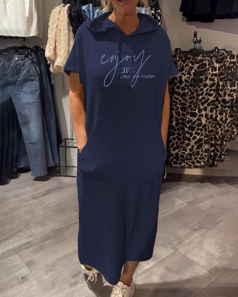 Robe À Capuche Décontractée En Coton