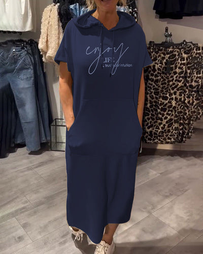 Robe À Capuche Décontractée En Coton