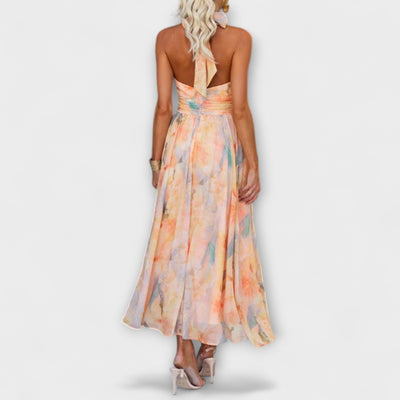 Robe Élégante À Col Rond En Tissu Léger