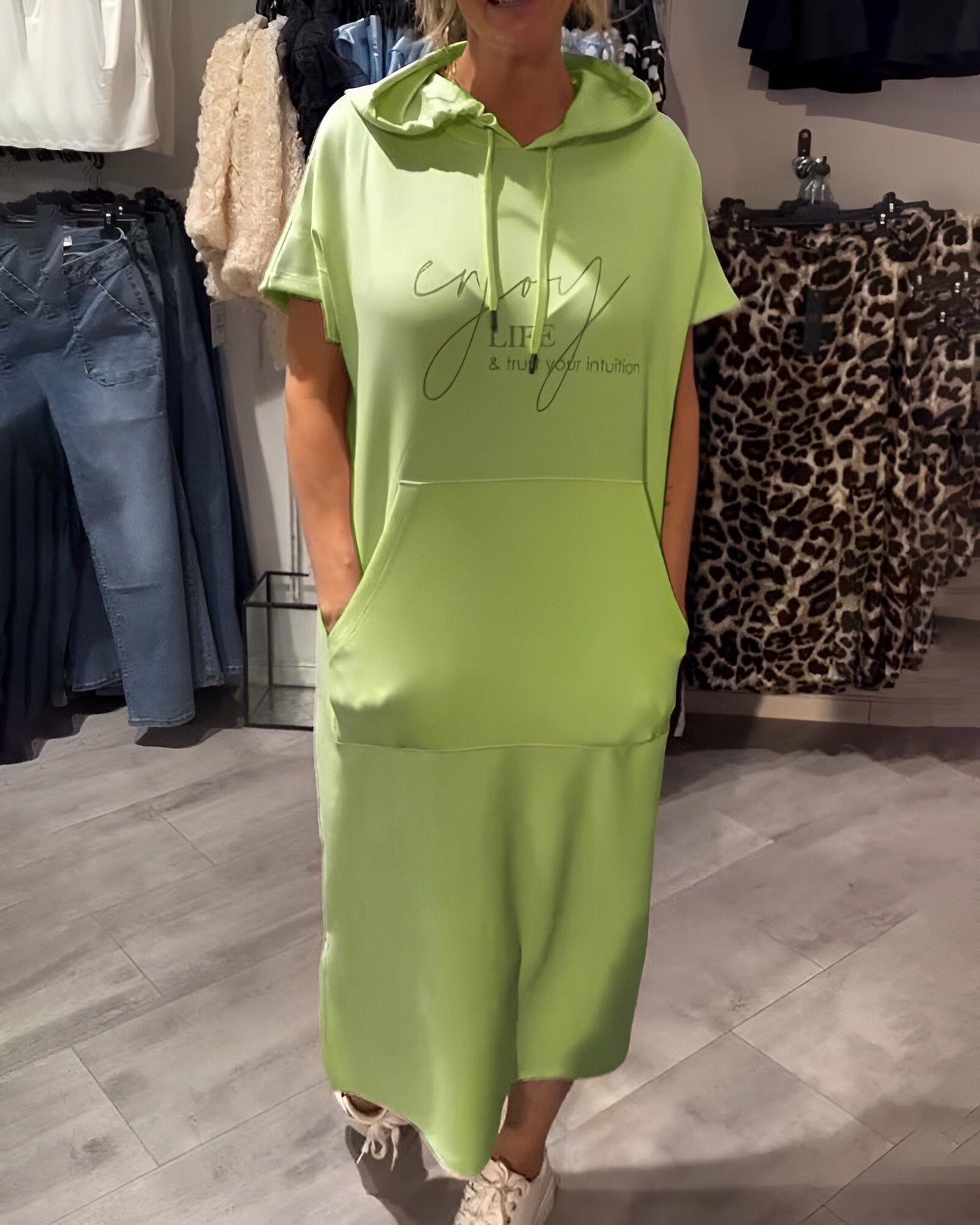 Robe À Capuche Décontractée En Coton