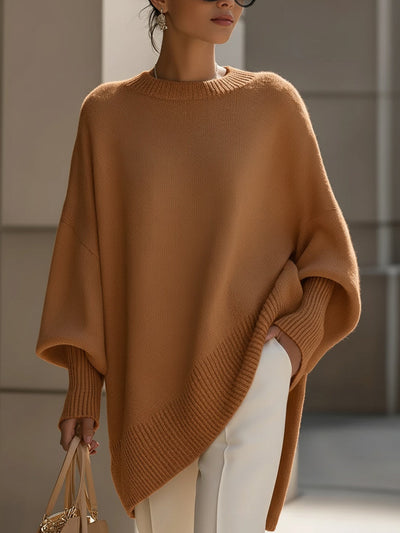 Pull Poncho Oversize En Maille