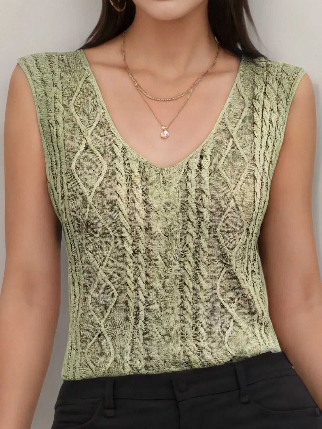 Top Sans Manches En Maille Avec Décolleté En V