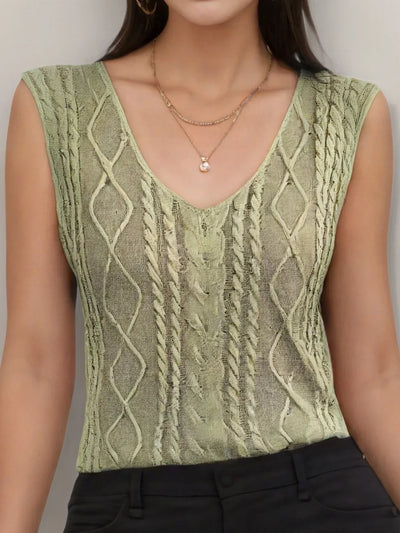 Top Sans Manches En Maille Avec Décolleté En V