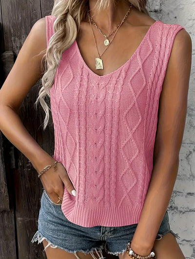 Top Sans Manches En Maille Avec Décolleté En V