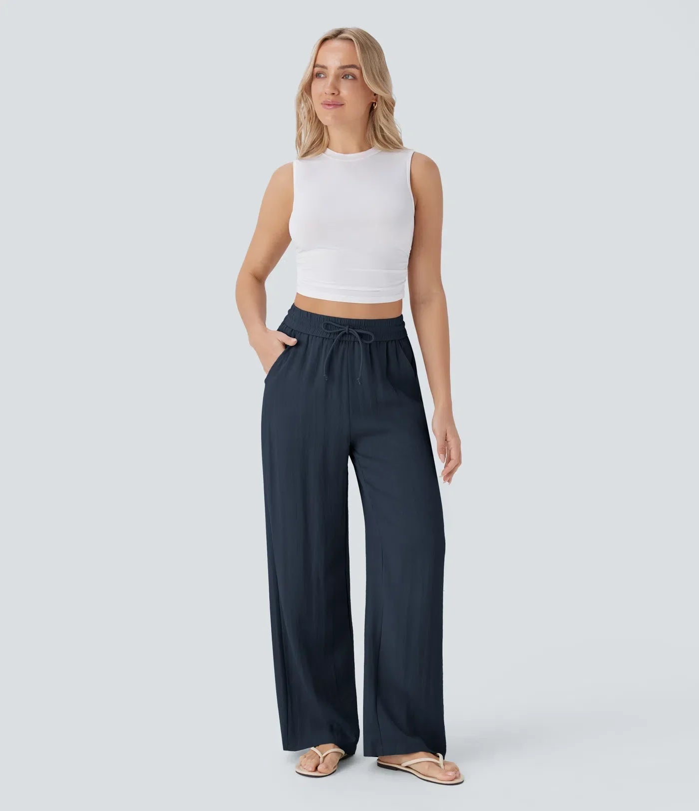 Pantalon En Lin Décontracté & Aéré