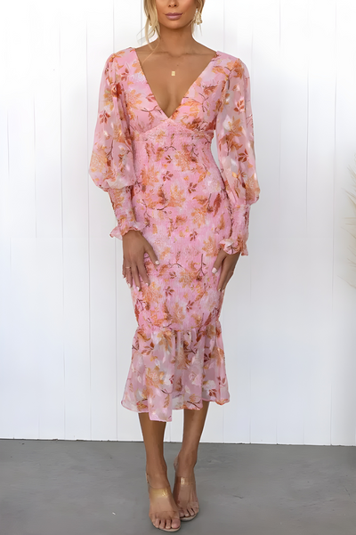 Robe Amilia Avec Décolleté En V & Manches Bouffantes