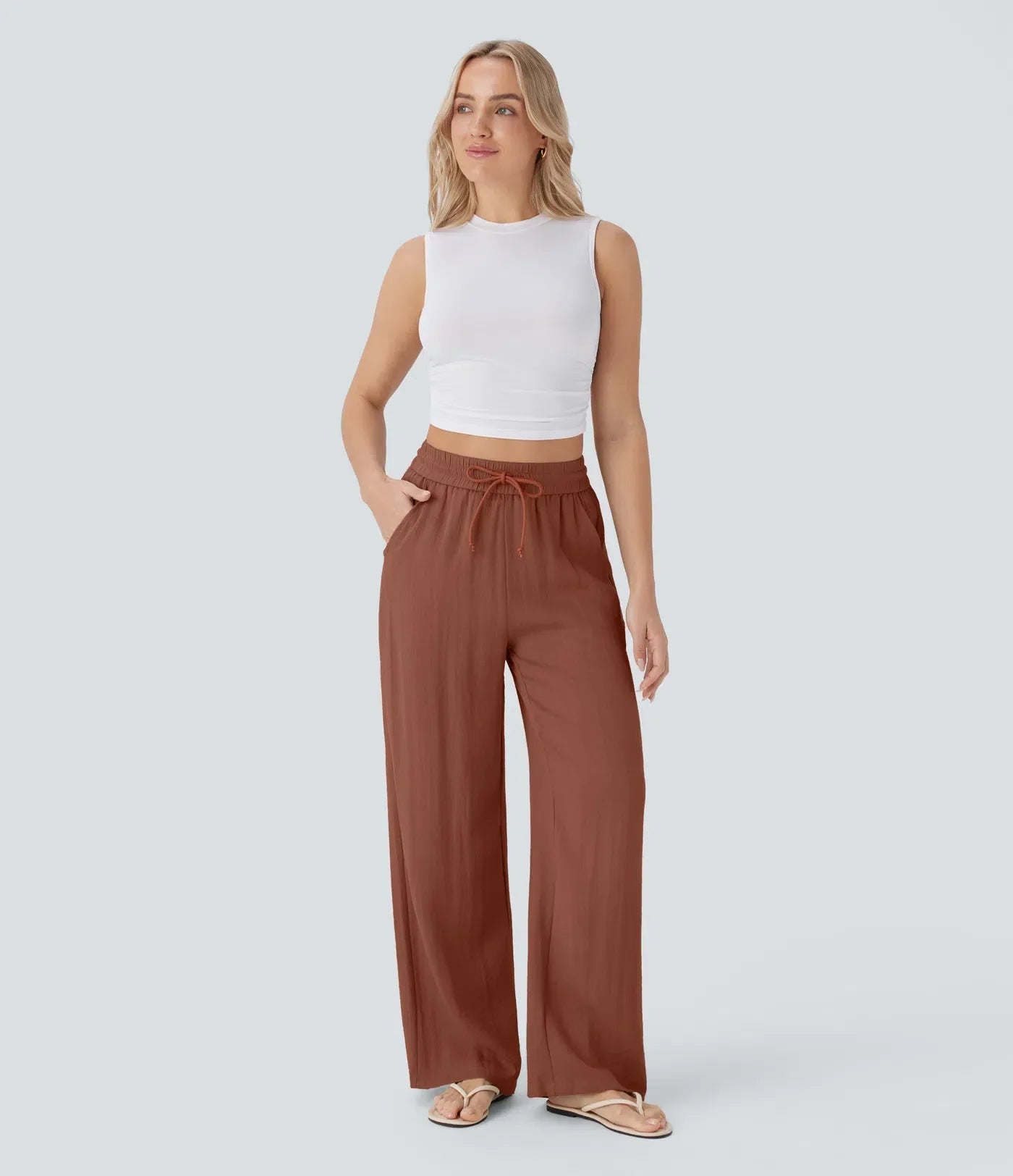 Pantalon En Lin Décontracté & Aéré