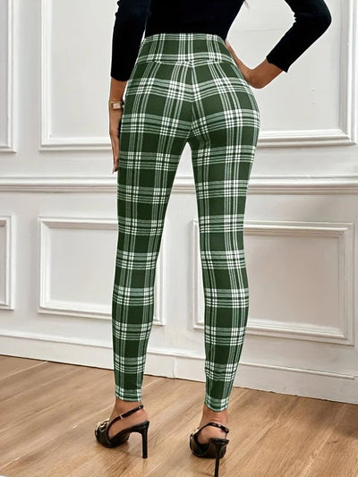 Pantalon Legging Taille Haute À Carreaux