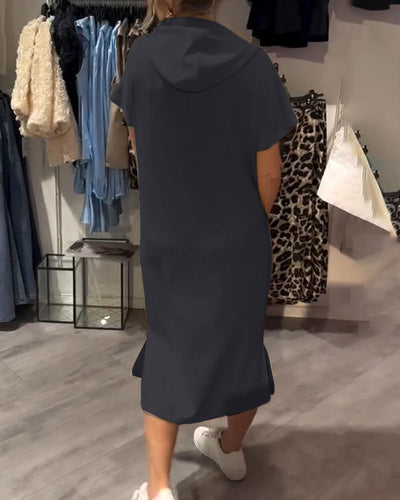 Robe À Capuche Décontractée En Coton