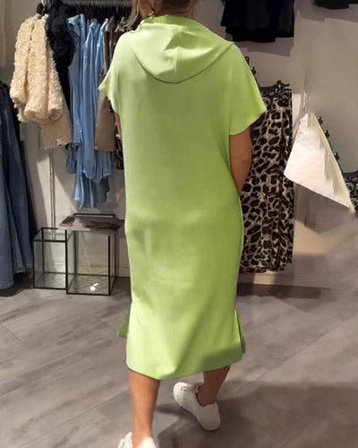 Robe À Capuche Décontractée En Coton