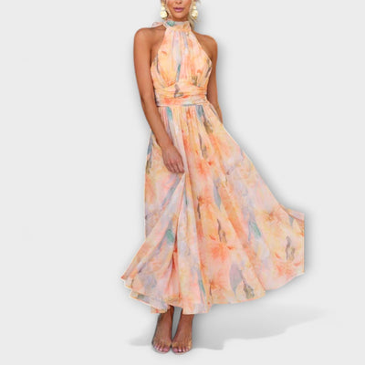 Robe Élégante À Col Rond En Tissu Léger