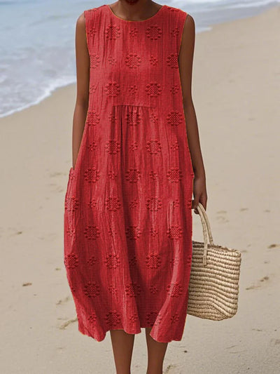 Robe D'été Sans Manches En Coton Avec Poches