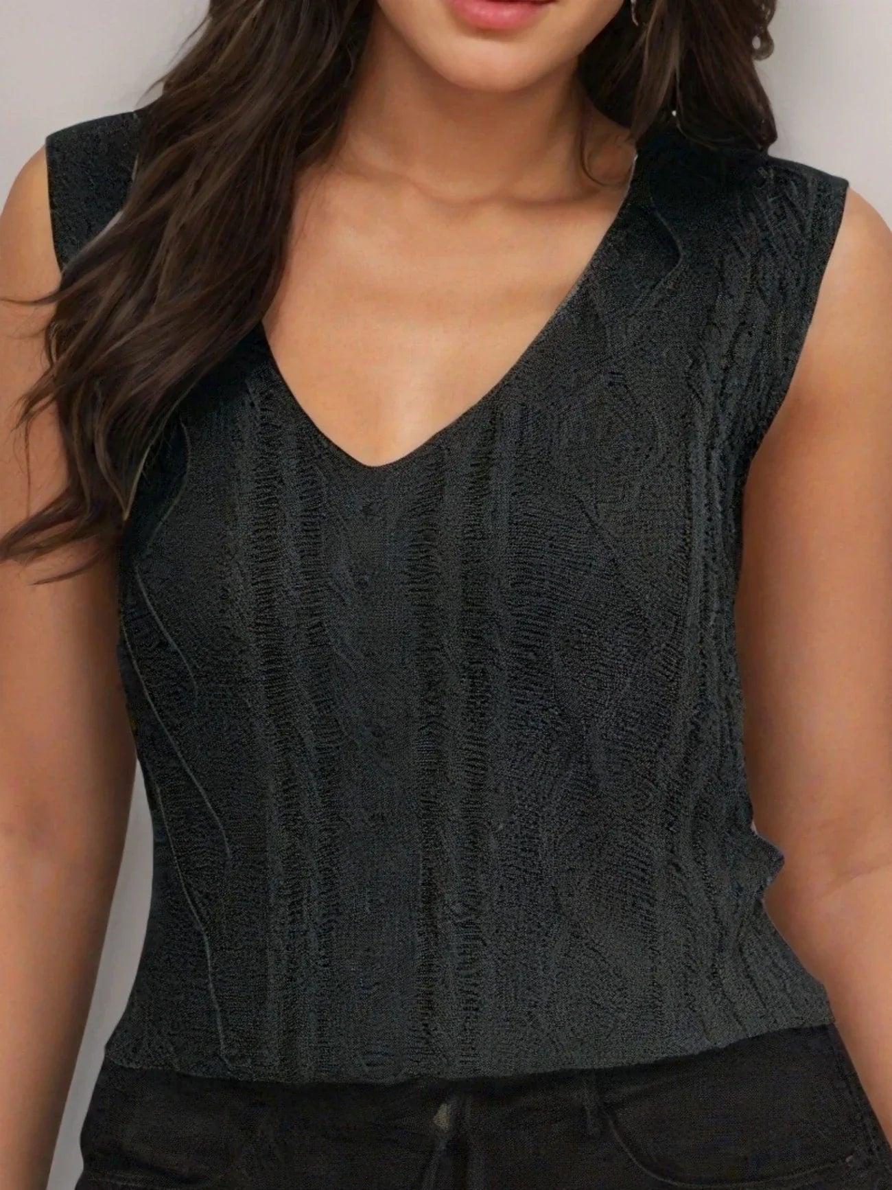 Top Sans Manches En Maille Avec Décolleté En V