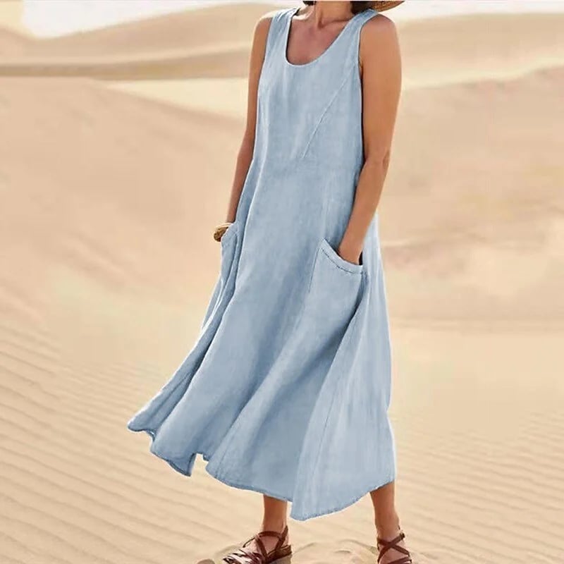 Robe Sans Manches En Coton & Lin
