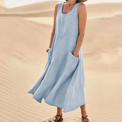 Robe Sans Manches En Coton & Lin