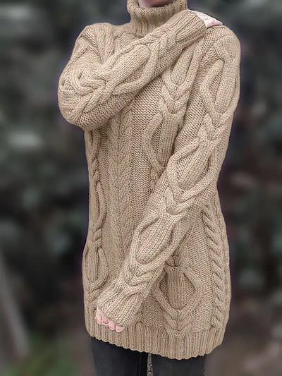 Pull-Robe À Col Roulé En Maille Torsadée Épaisse