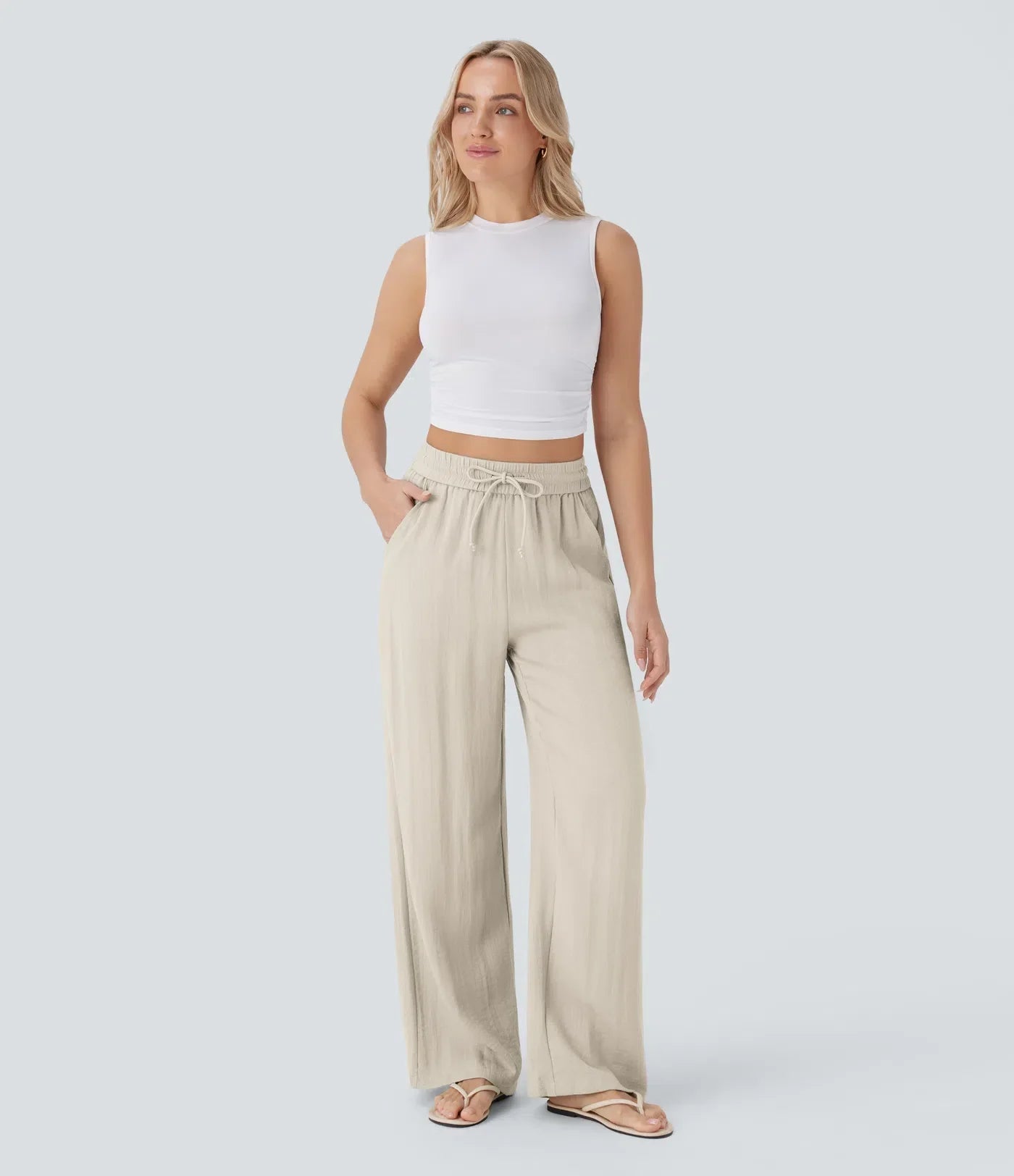 Pantalon En Lin Décontracté & Aéré