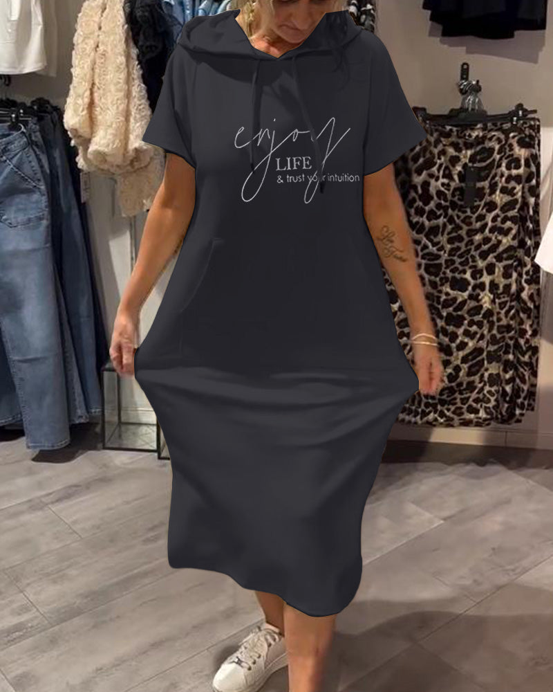Robe À Capuche Décontractée En Coton