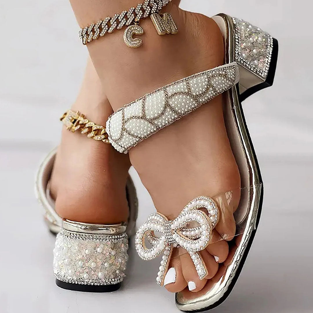 Sandales À Talon Luna En Strass