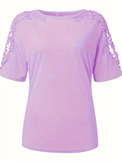 T-shirt D'été À Manches Courtes Avec Dentelle