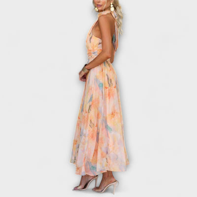 Robe Élégante À Col Rond En Tissu Léger
