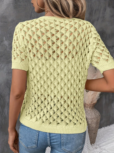 Pull Élégant À Manches Courtes En Dentelle