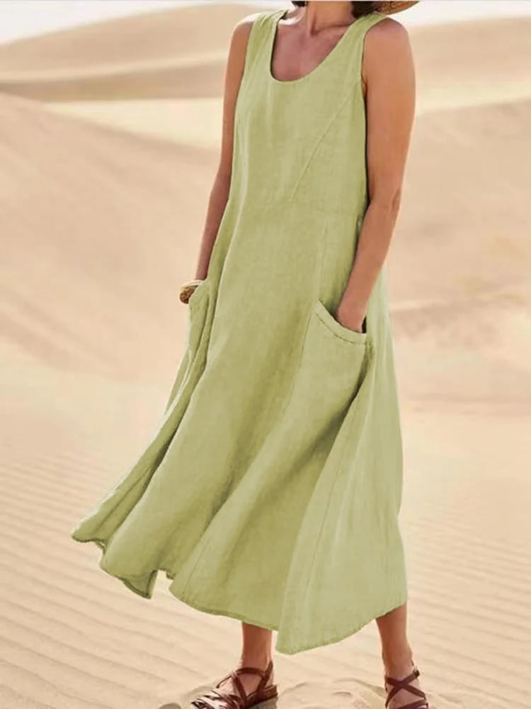 Robe Sans Manches En Coton & Lin