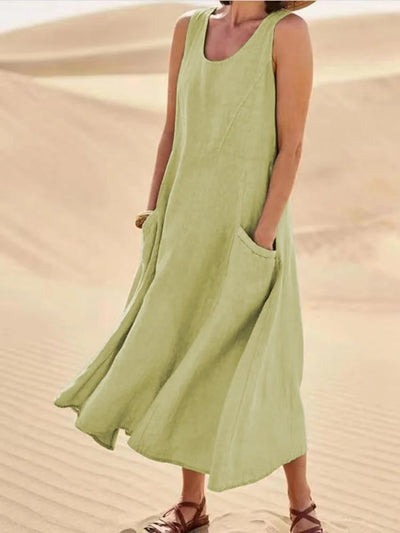 Robe Sans Manches En Coton & Lin